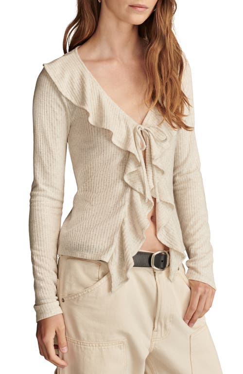 Shop Lucky Brand Ruffle Tie Front Knit Top In Straw Heather