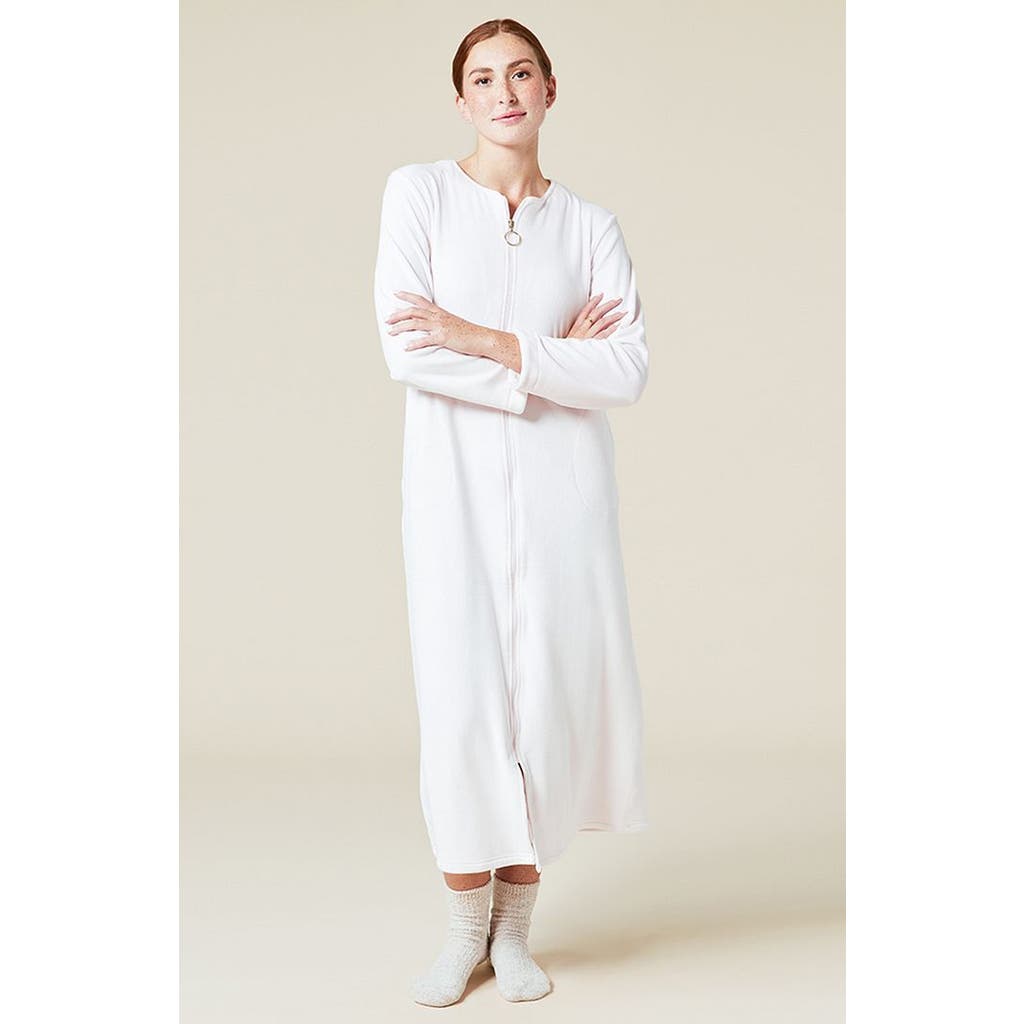 Softies Serenity Sweetheart Neck Zip Robe In Blush Pink