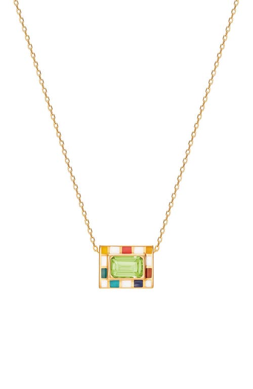 Mini Chess Pendant Necklace in Green/gold