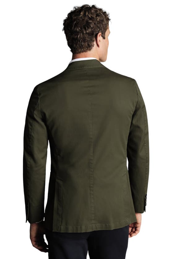 Shop Charles Tyrwhitt Cotton Stretch Slim Fit Jacket In Olive Green