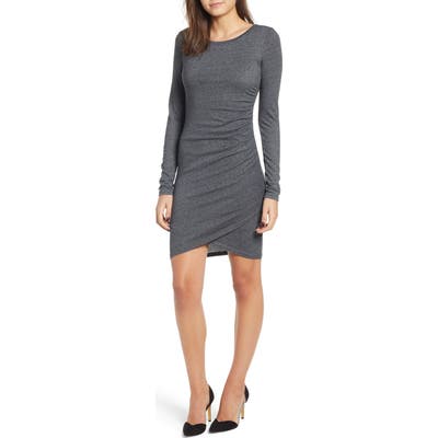 Leith Ruched Long Sleeve Dress, Grey