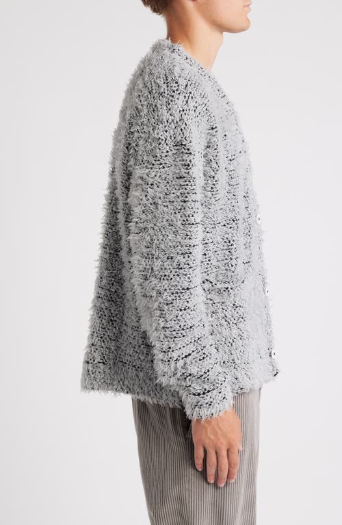 Shop Krost Fuzzy Jacquard Cardigan In Glacier Gray