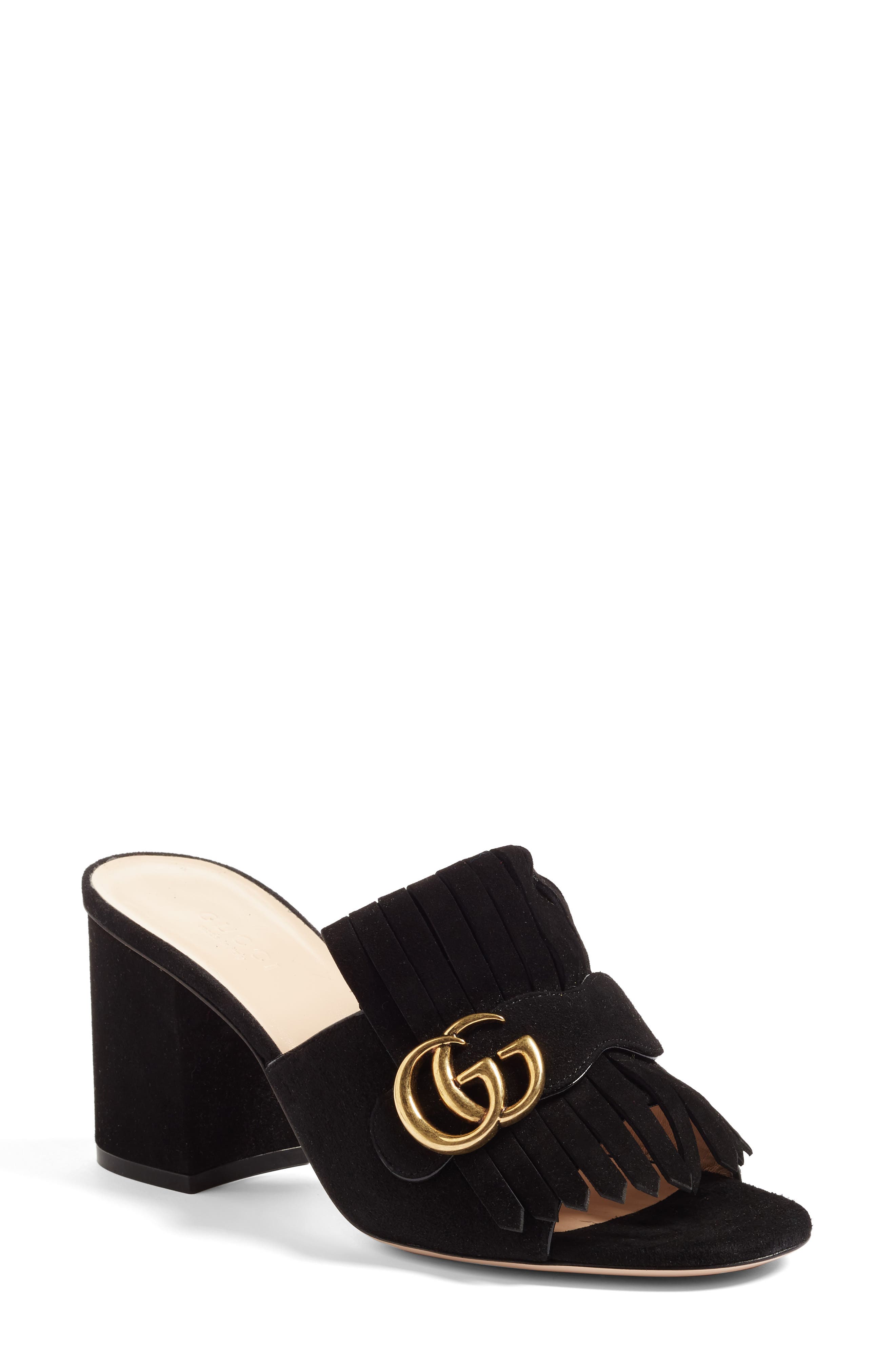 Gucci Gg Marmont Peep Toe Mule