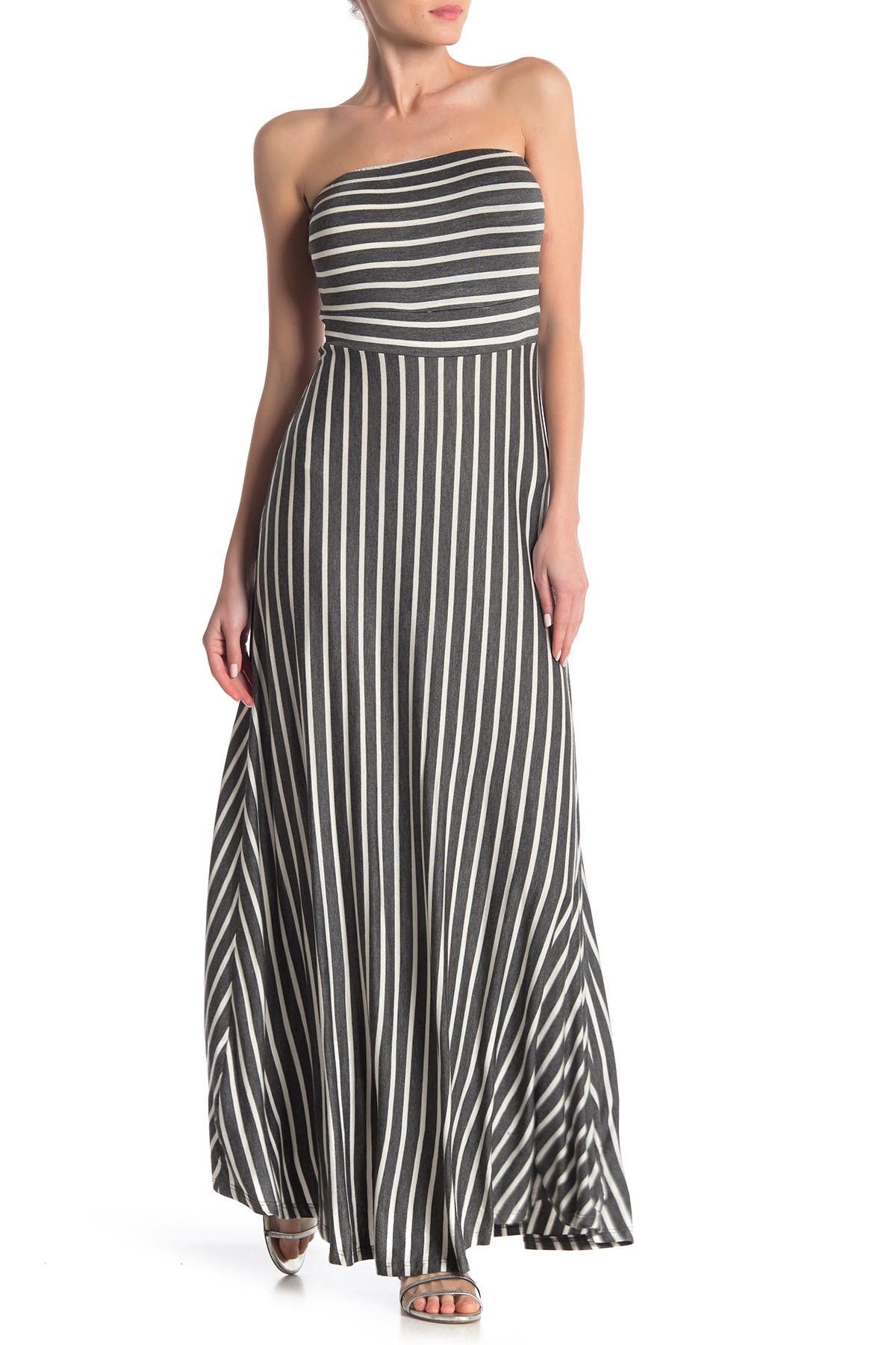 west kei strapless stripe maxi dress