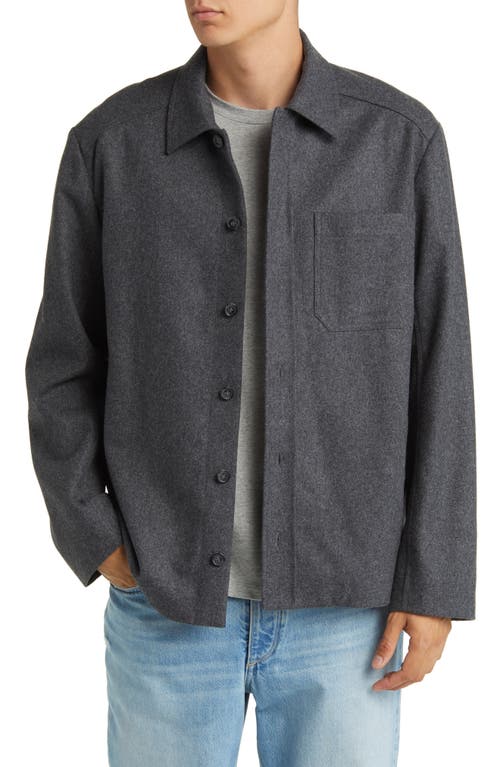 A. P.C. Jasper Wool Blend Flannel Overshirt in Plc Heathered Anthracite at Nordstrom, Size Medium