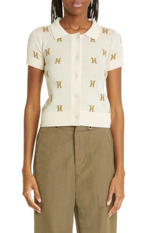 HONOR THE GIFT Monogram Knit Polo in Oatmeal
