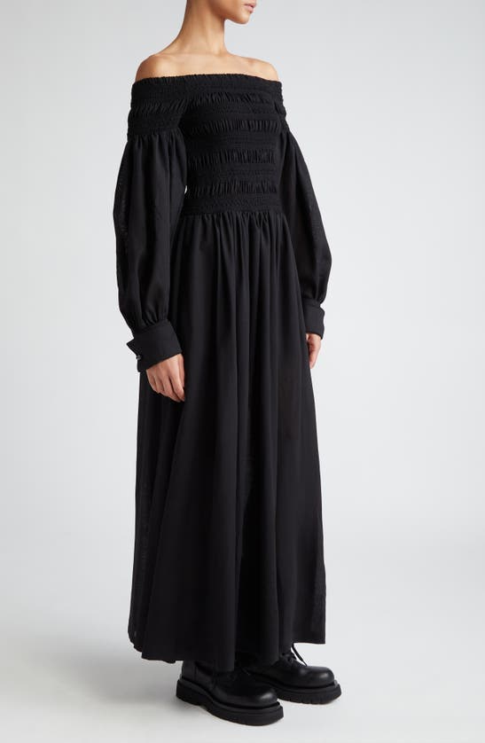 MAX MARA MAX MARA MANU OFF THE SHOULDER LONG SLEEVE VIRGIN WOOL MAXI DRESS