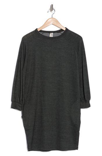 Go Couture Relax With Me Long Sleeve Sweater Dress In Two-tone Black