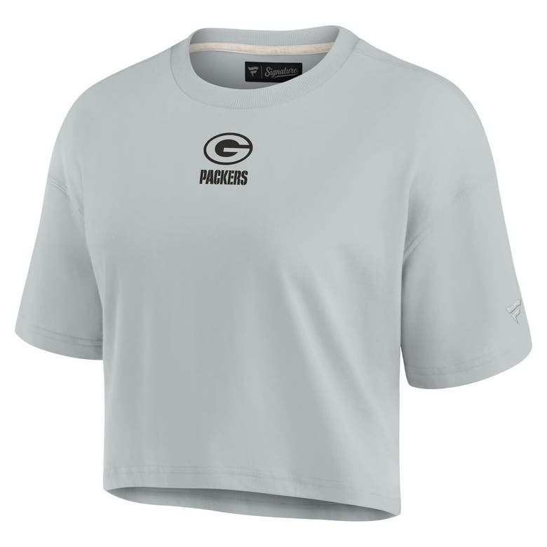 Shop Fanatics Signature Gray Green Bay Packers Elements Super Soft Boxy Cropped T-shirt