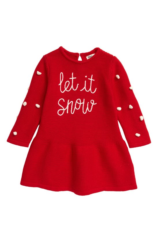 Hatley Babies' Let It Snow Long Sleeve Sweater Dress In Red