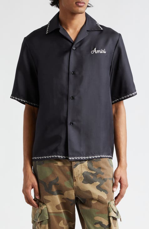 Versace Collection Trend Men's 100% Silk Graphic Long Sleeve Dress Shirt