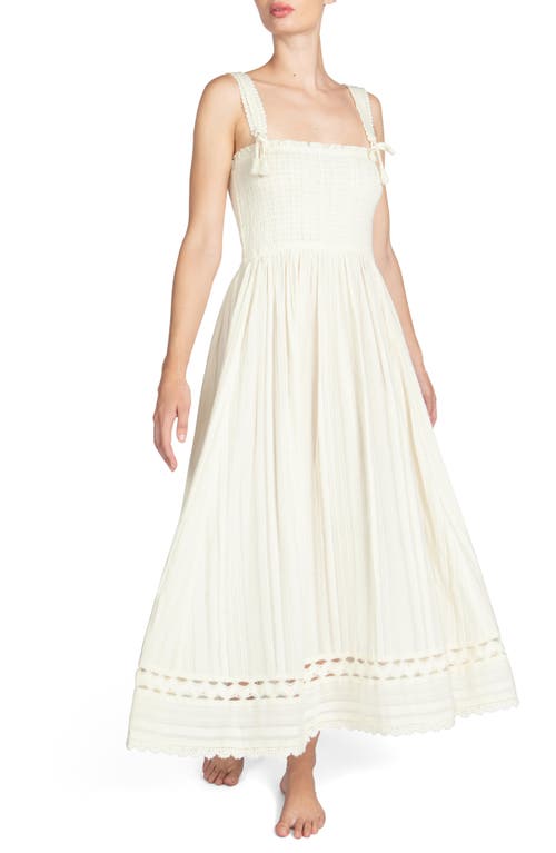 Robin Piccone Jo Smocked Sleeveless Cover-Up Maxi Dress Ecru at Nordstrom,