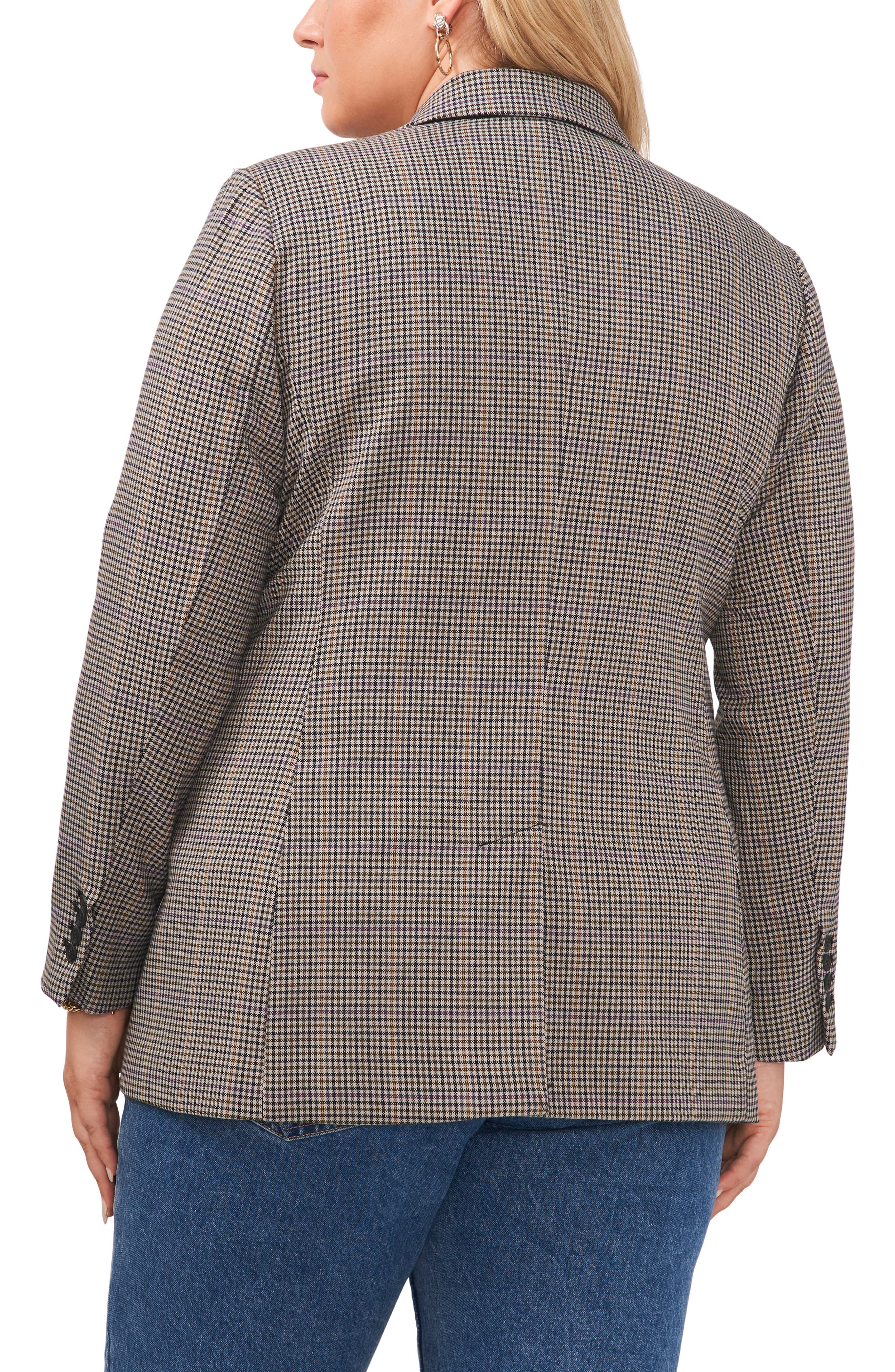 1.STATE Plaid Double Breasted Blazer 