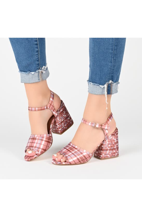 Shop Journee Collection Charmaine Tru Comfort Foam Heeled Sandal In Plaid