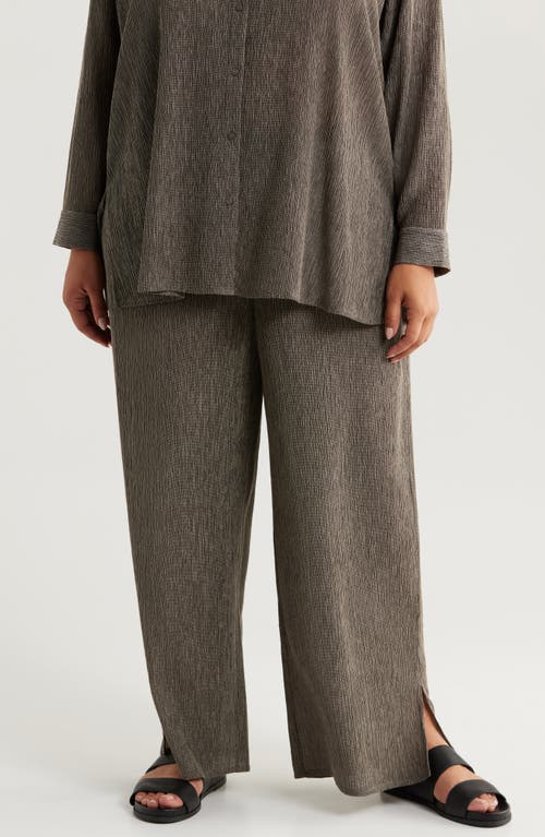 Shop Eileen Fisher Crinkled Ankle Wide Leg Pants In Taupe