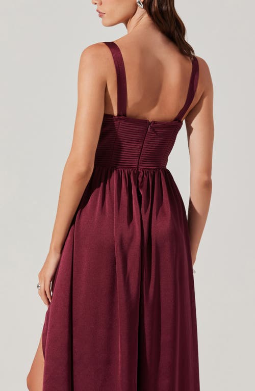 Astr The Label Pleated Bustier Midi Dress In Wine