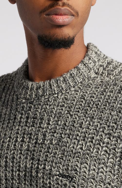 Shop Obey Anthony Marled Crewneck Sweater In Charcoal Multi