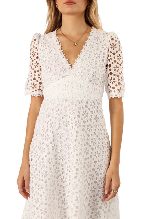 Petal And Pup Petal & Pup Camellia Floral Eyelet Cotton Midi Dress In White