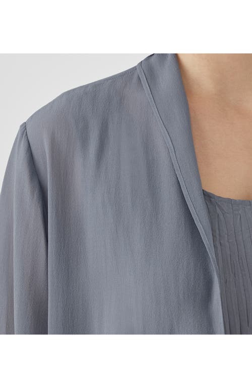 Eileen Fisher Open Front Silk Chiffon Jacket In Steel