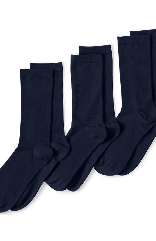 Lands' End 3-pack Seamless Toe Solid Crew Socks In True Navy