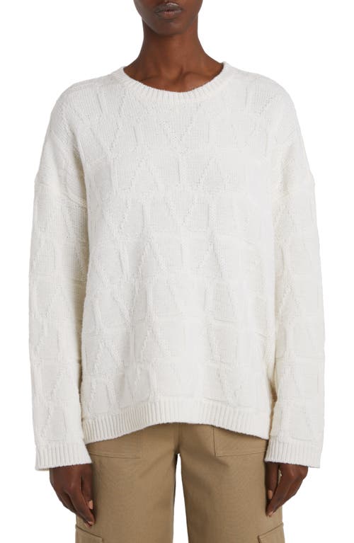 Valentino Garavani Tonal Iconograph Jacquard Oversize Virgin Wool Sweater Avorio at Nordstrom,