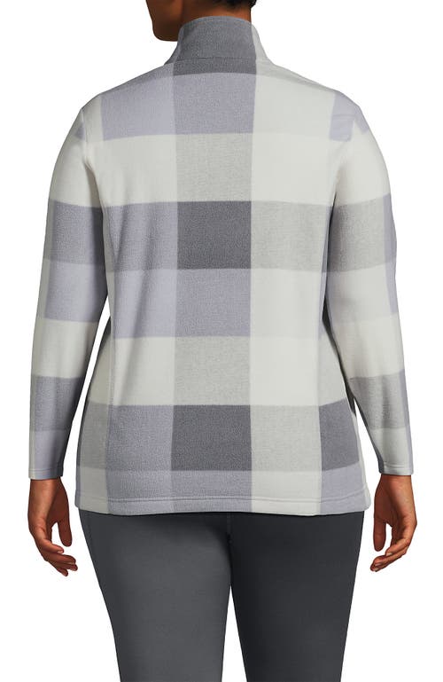 Shop Lands' End Plus Size Anyweather Fleece Quarter Zip Pullover In Surf Gray Buffalo Check