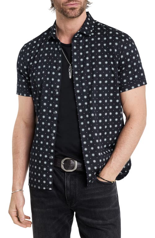 John Varvatos Loren Short Sleeve Button-Up Shirt Black Multi at Nordstrom,