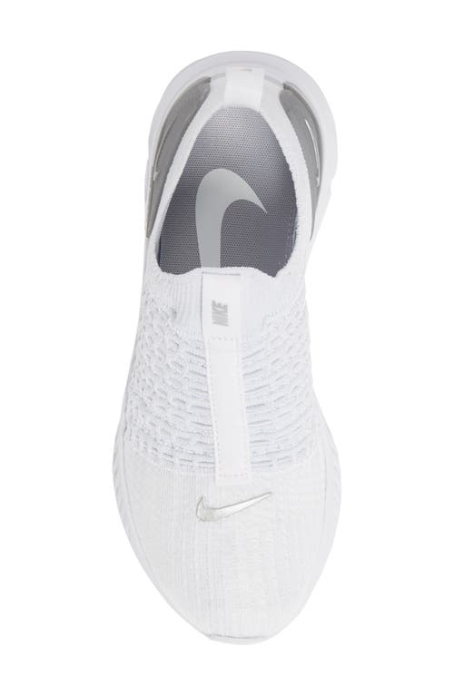 Nike React Phantom Run Flyknit 2 Running Shoe In True White/silver/white