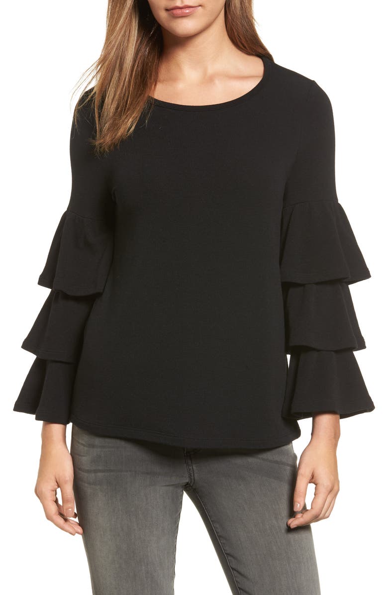 Pleione Tiered Bell Sleeve Knit Top (Regular & Petite) Nordstrom