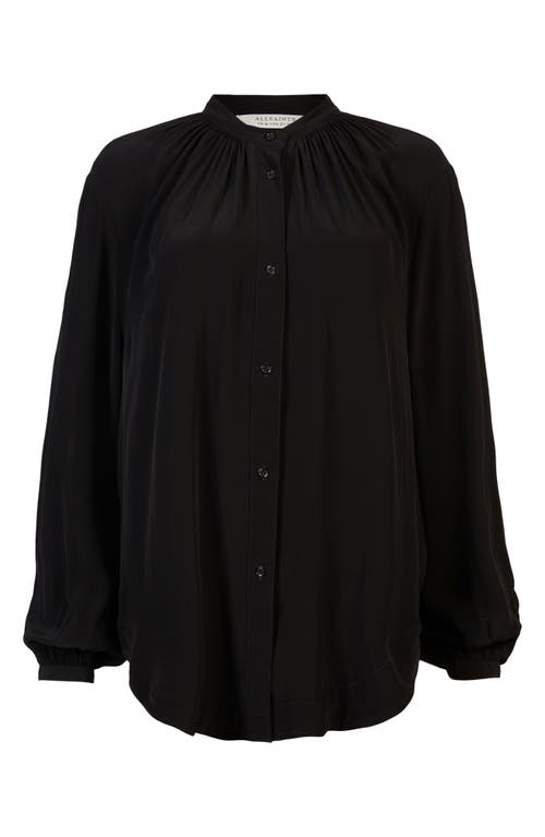 Allsaints Hezzy Gathered Neck Tunic Blouse In Black