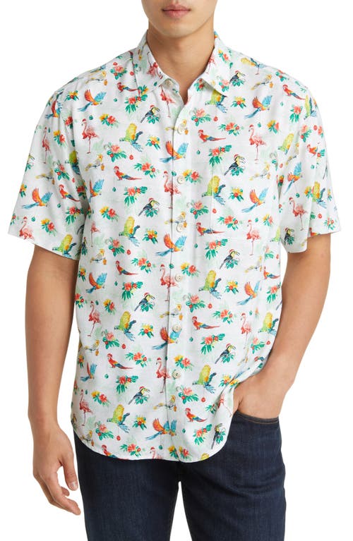 Tommy Bahama Veracruz Bay Holiday Birds Short Sleeve Button-Up Shirt in White at Nordstrom, Size X-Large
