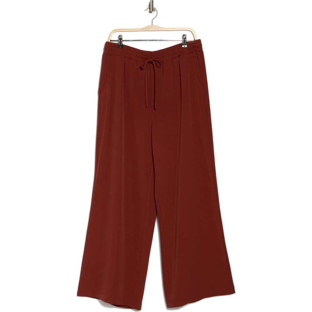Melloday Wide Leg Drawstring Pants In Rust