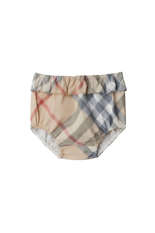 Burberry Check Cotton Dress With Bloomers In Pale Stone