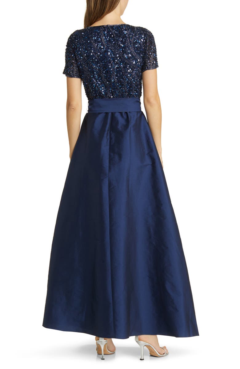 Pisarro Nights Beaded Bodice Mixed Media Gown | Nordstrom