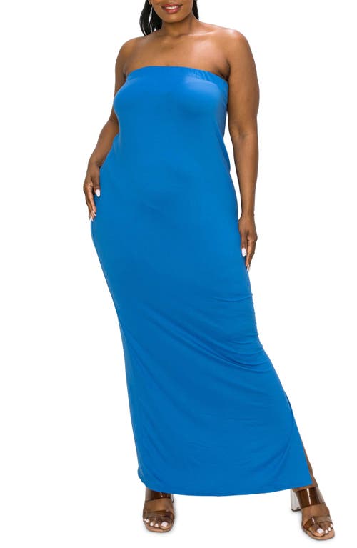 Shop L I V D Eliza Strapless Maxi Dress In Cobalt