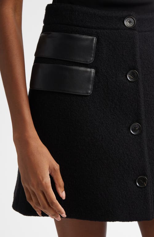 Proenza Schouler Mei Faux Leather Pocket Button-front Wool Mini Skirt In Black