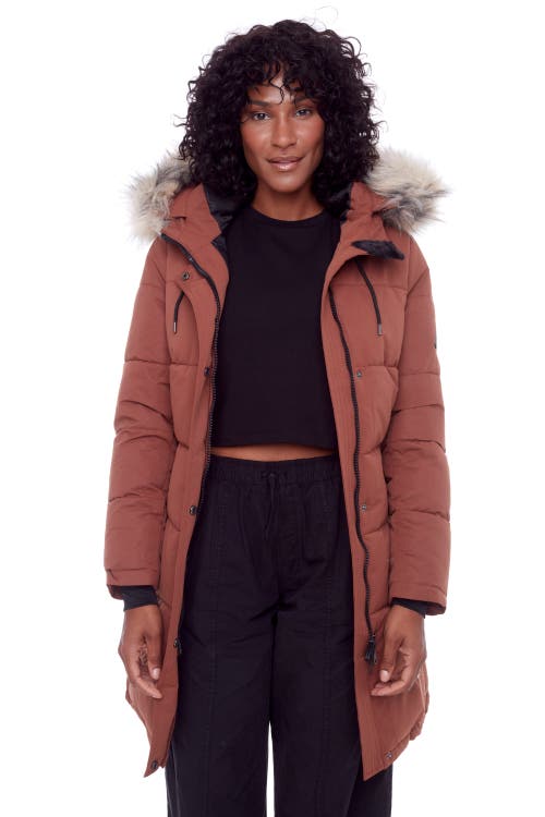 Alpine North Aulavik Women's Vegan Down (recycled) Mid-length Hooded Parka Coat In Maple