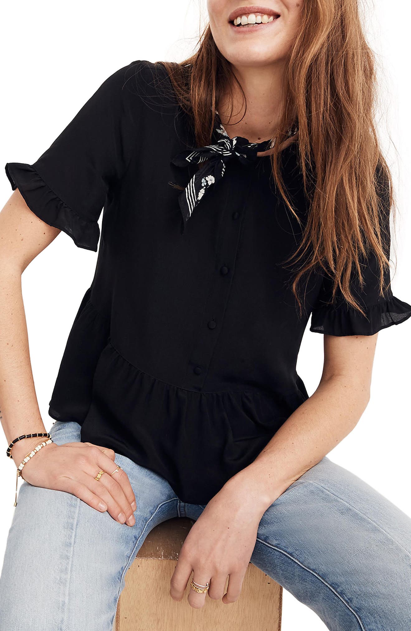 studio ruffle hem top madewell