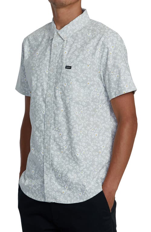 Shop Rvca That'll Do Print Short Sleeve Button-down Shirt In Metal