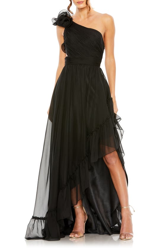 Mac Duggal Women's One-shoulder Asymmetric Chiffon Gown In Black | ModeSens