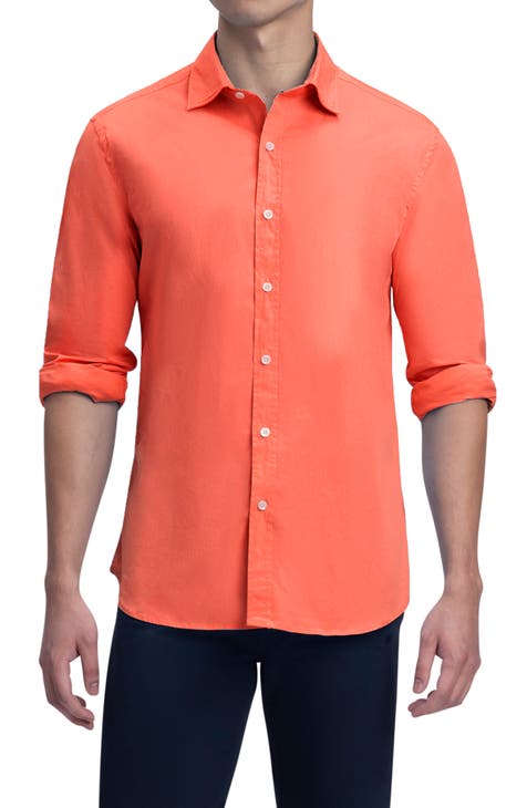 Coral Striped Loose Fit Button Up