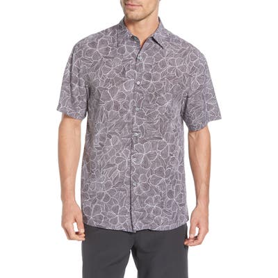 Tori Richard Fine Lines Classic Fit Floral Short Sleeve Button-Up Shirt, Purple