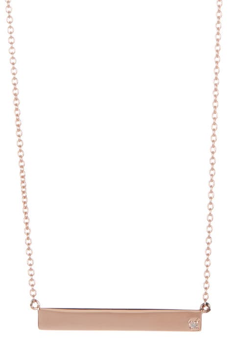 14K Rose Gold Plated Diamond Bar Pendant Necklace - 0.01 ctw