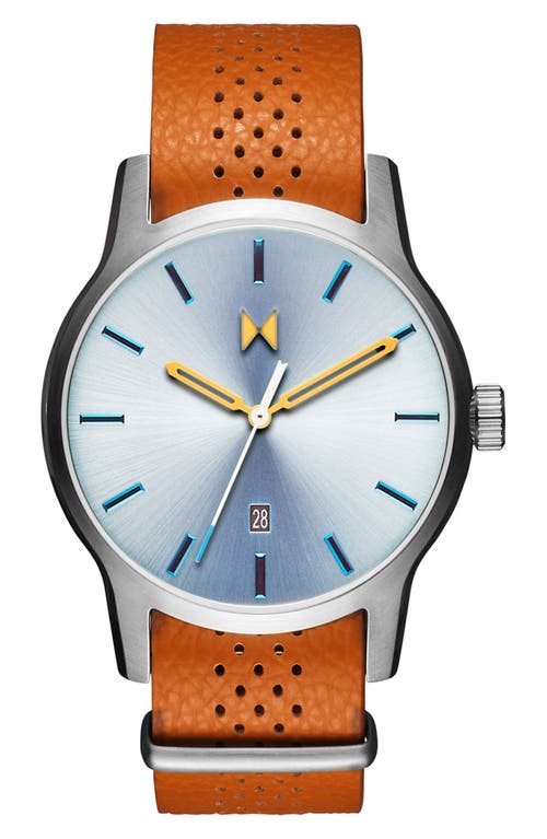 Shop Mvmt Classic Ii Leather Strap Watch, 44mm In Blue/brown