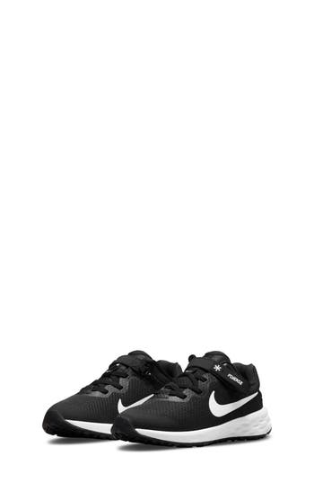 Nike Kids' Revolution 6 Flyease Running Shoe In Black/white/smoke Grey