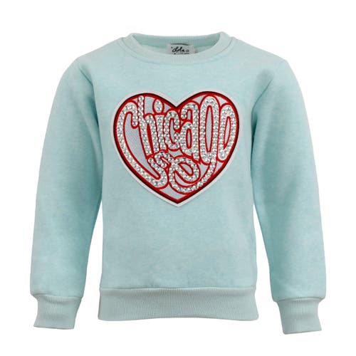 Lola + The Boys Chicago Sparkle Heart Sweatshirt in White 