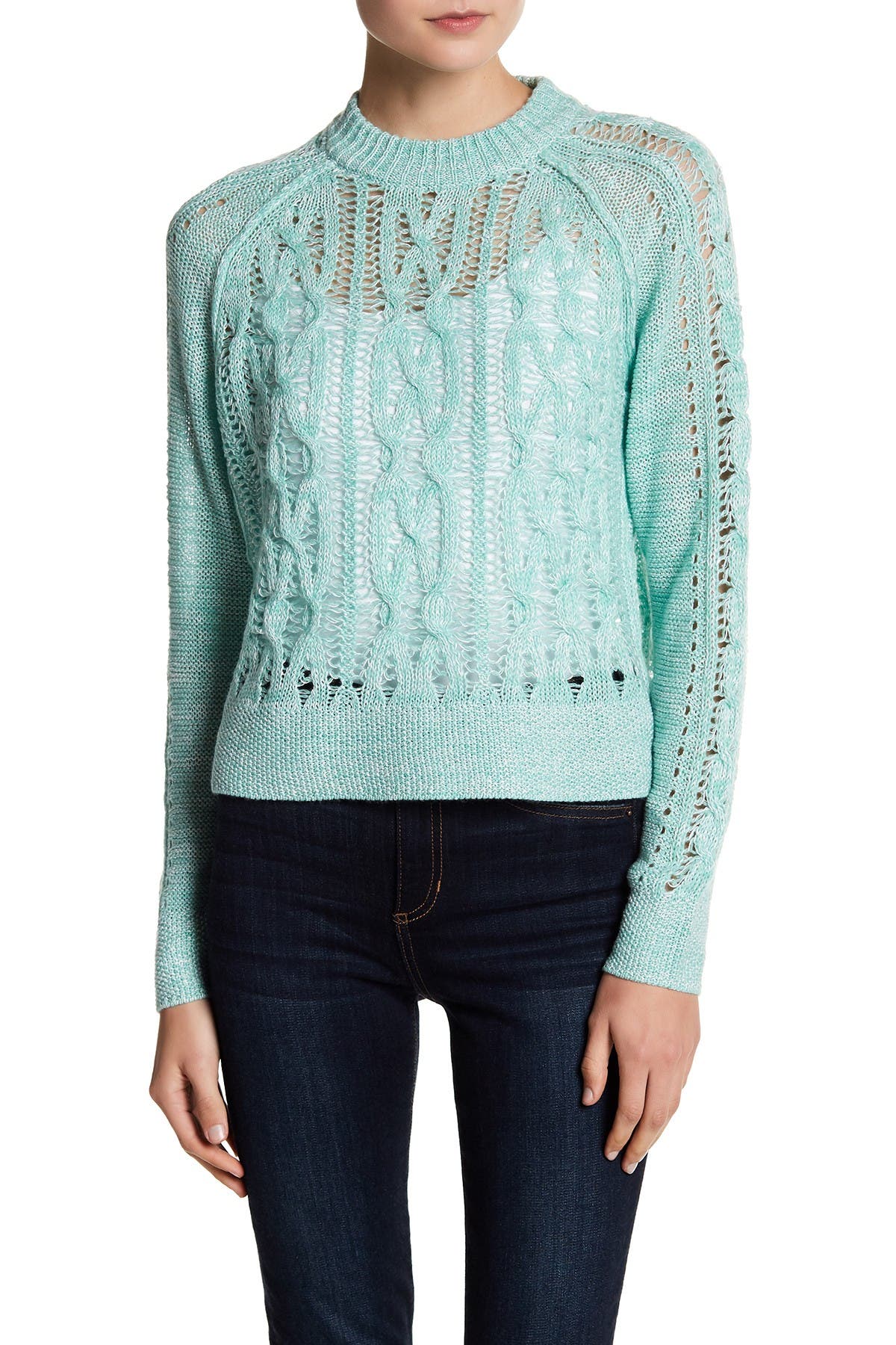 open knit cashmere cable crew