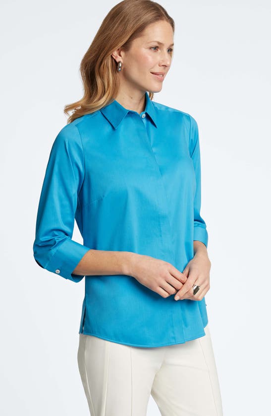 Foxcroft Luna Button-up Shirt In True Blue