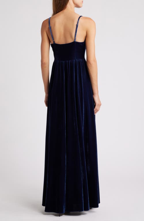 Shop Chelsea28 Flower Camisole Velvet Gown In Navy Night