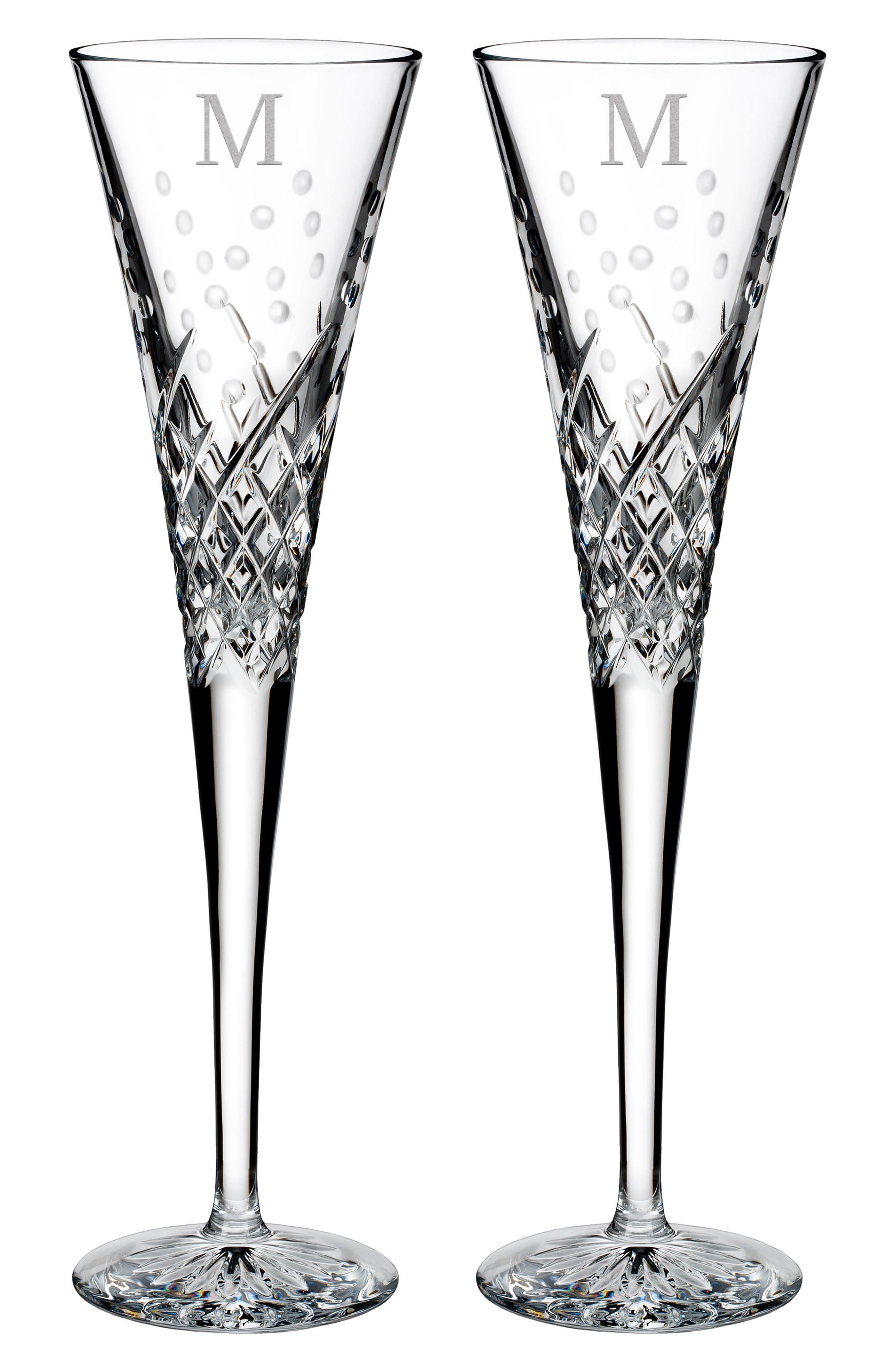 Waterford Happy Celebrations Set Of 2 Monogram Lead Crystal Champagne ...